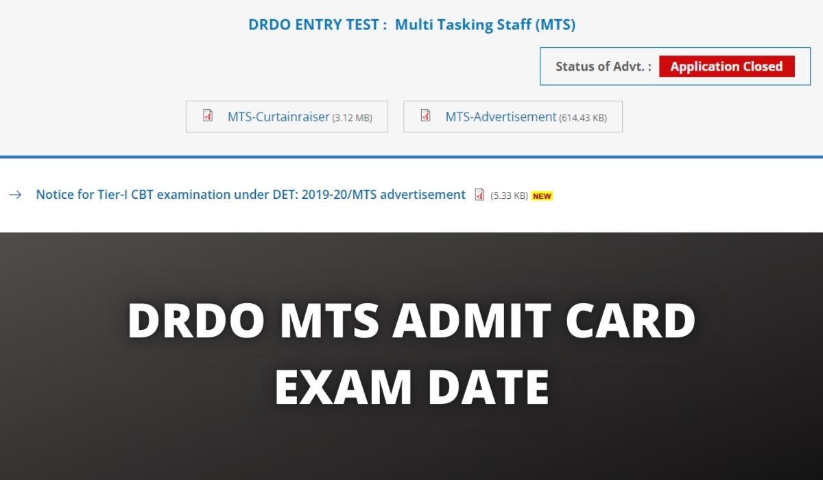 DRDO MTS Admit Card 2022