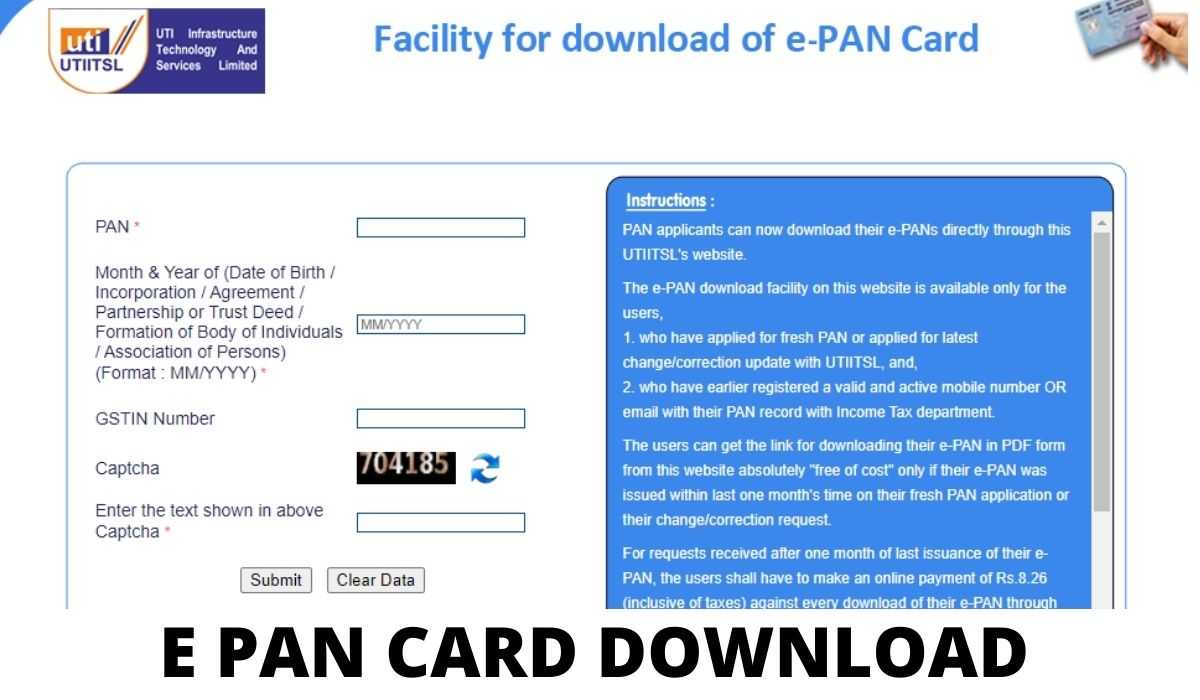 Download E Pan Card Online