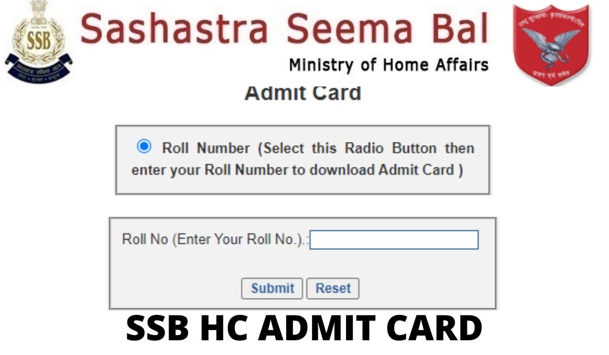 SSB HC Admit Card 2022