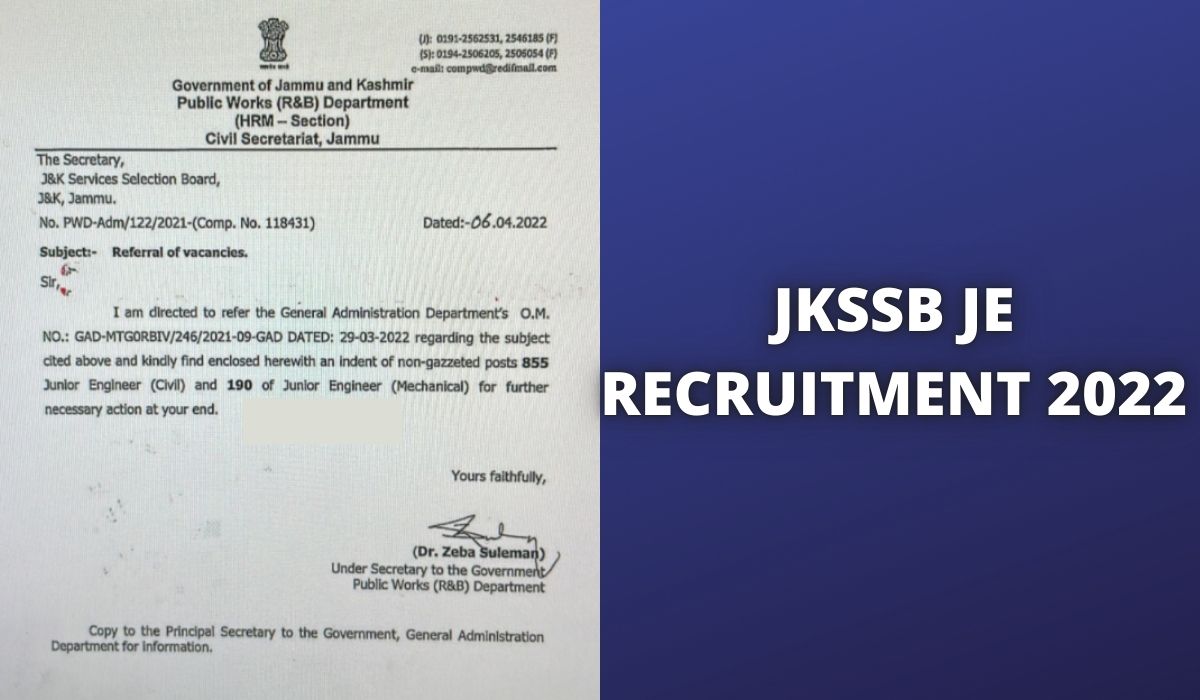 JKSSB JE Recruitment 2022