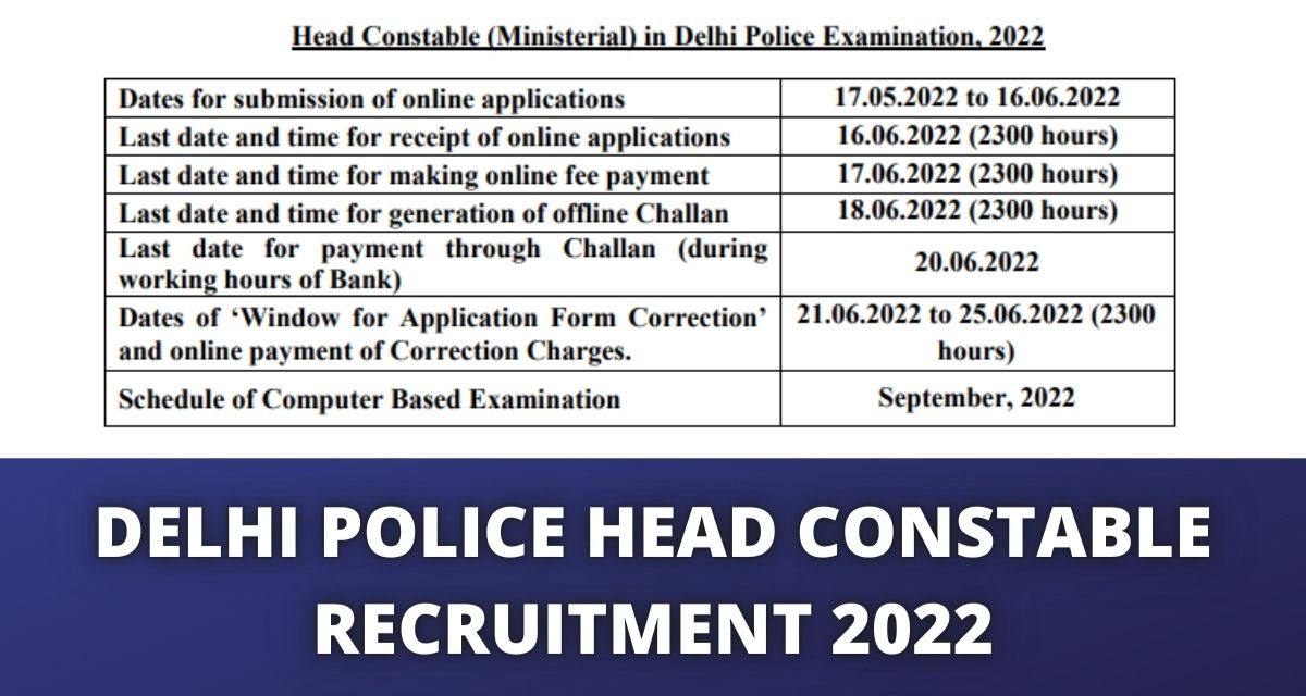 Delhi Police Recruitment 2022 Head Constable 