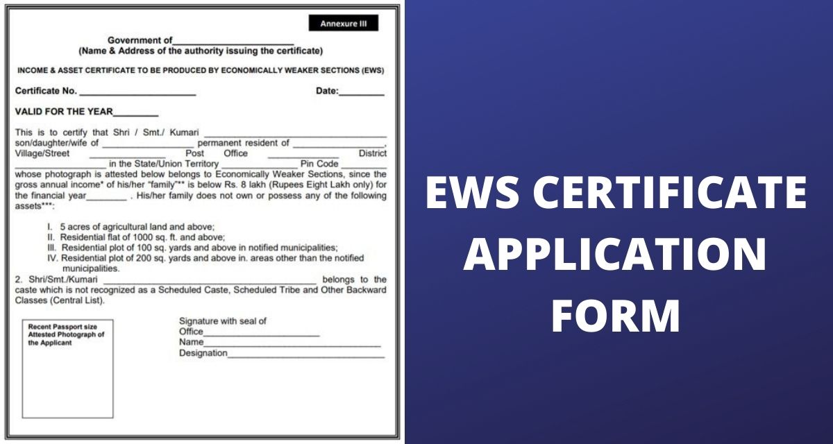 EWS Certificate Application Form 2022 