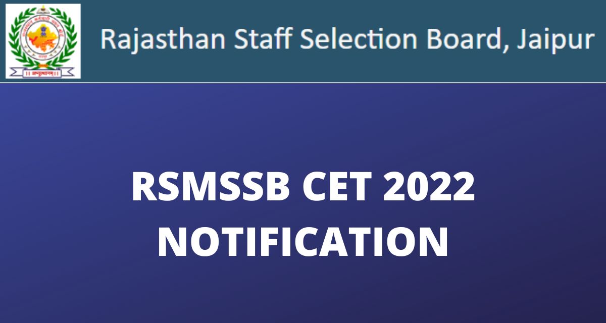 RSMSSB CET 2022 Notification