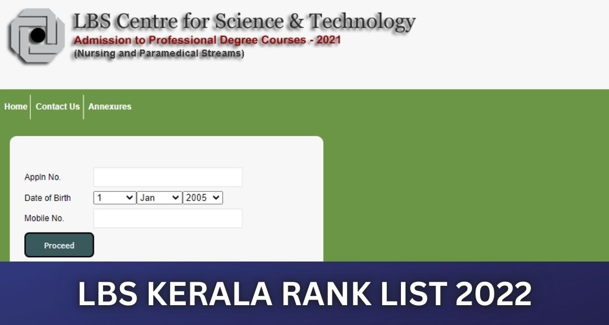 LBS Kerala Rank List 2022