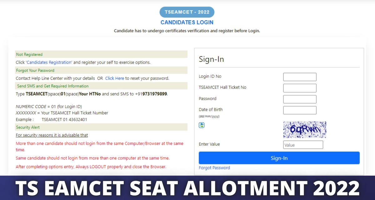 TS EAMCET Seat Allotment College Wise 2022