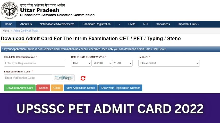 UPSSSC PET Admit Card 2022