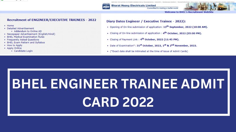 BHEL Admit Card 2022