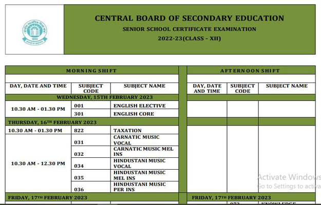 CBSE 10th Date Sheet 2023: cbse.gov.in 10 Exam Date Link
