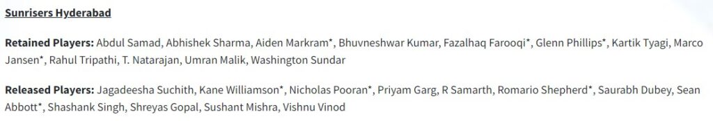 IPL 2023 Player List