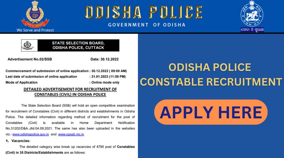 ODISHA POLICE CONSTABLE RECRUITMENT 2023
